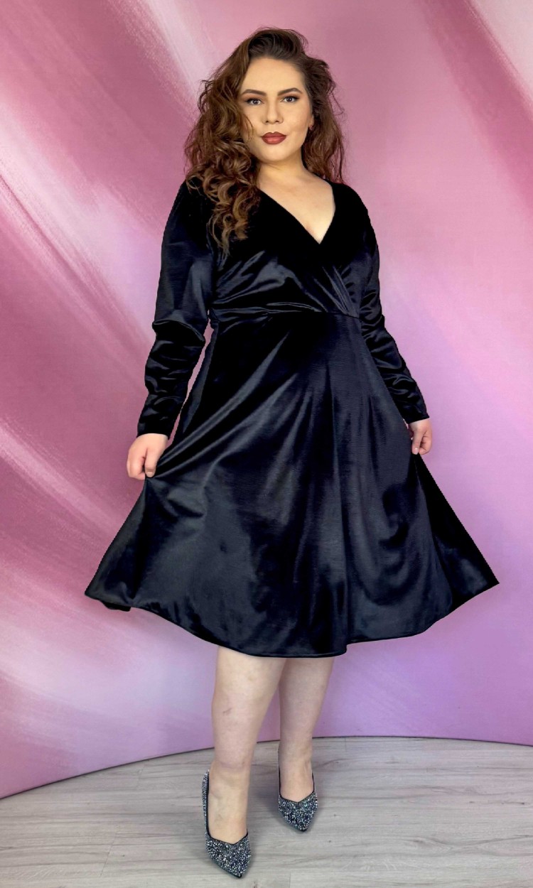 Rochie Alessia din catifea neagra