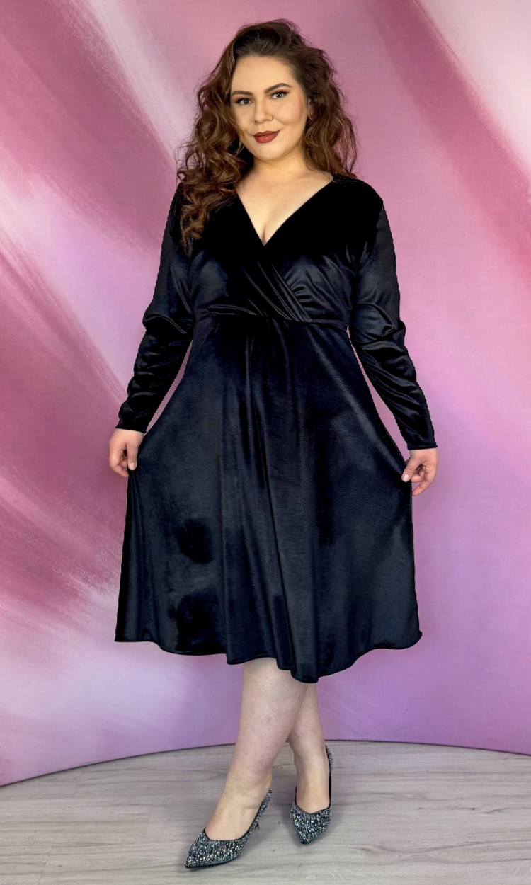 Rochie Alessia din catifea neagra