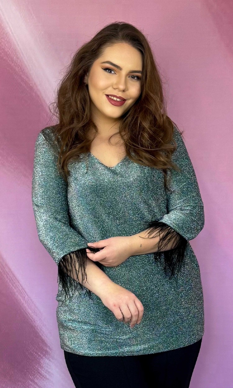 Bluza KRIS din lurex verde