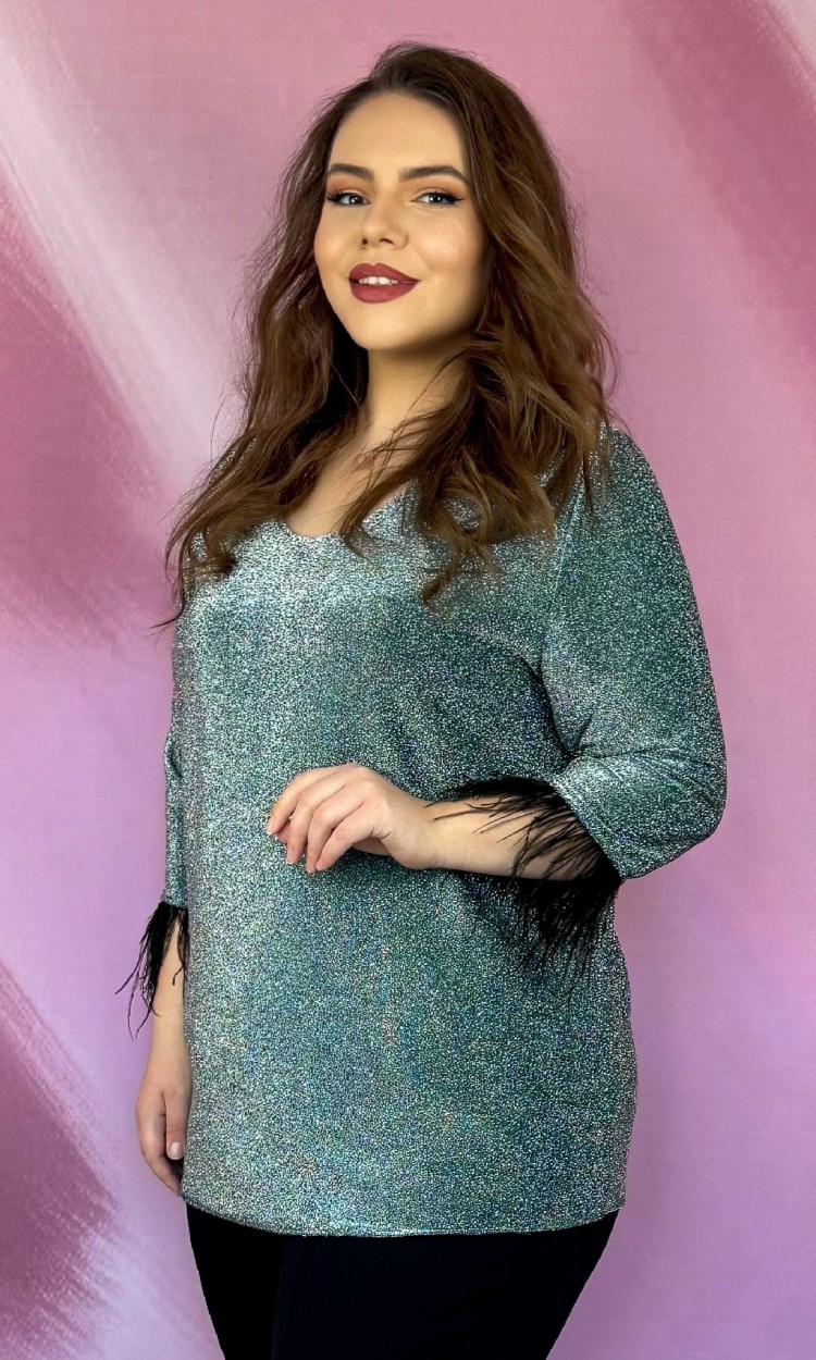 Bluza KRIS din lurex verde