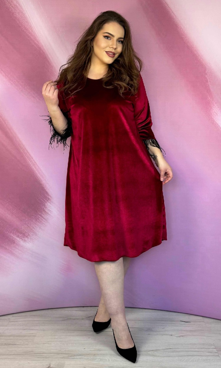 Rochie KRIS din catifea bordo