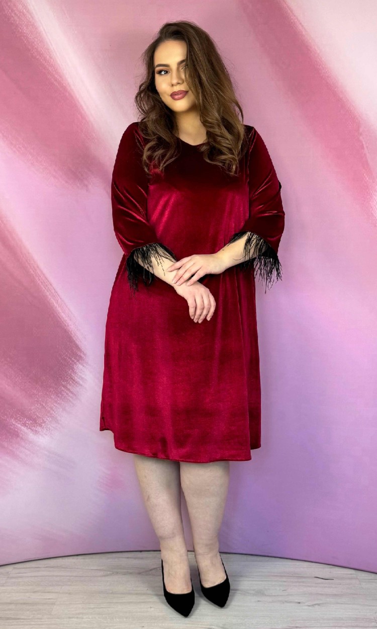 Rochie KRIS din catifea bordo