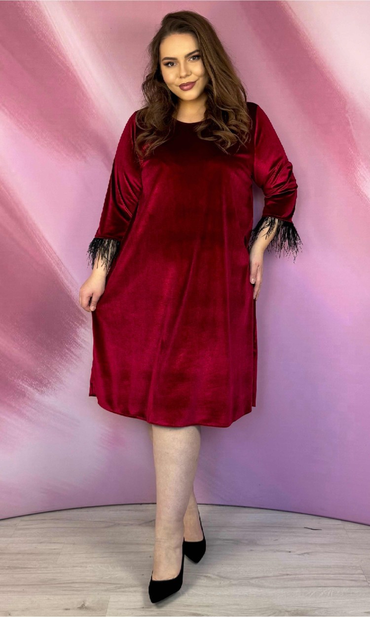 Rochie KRIS din catifea bordo