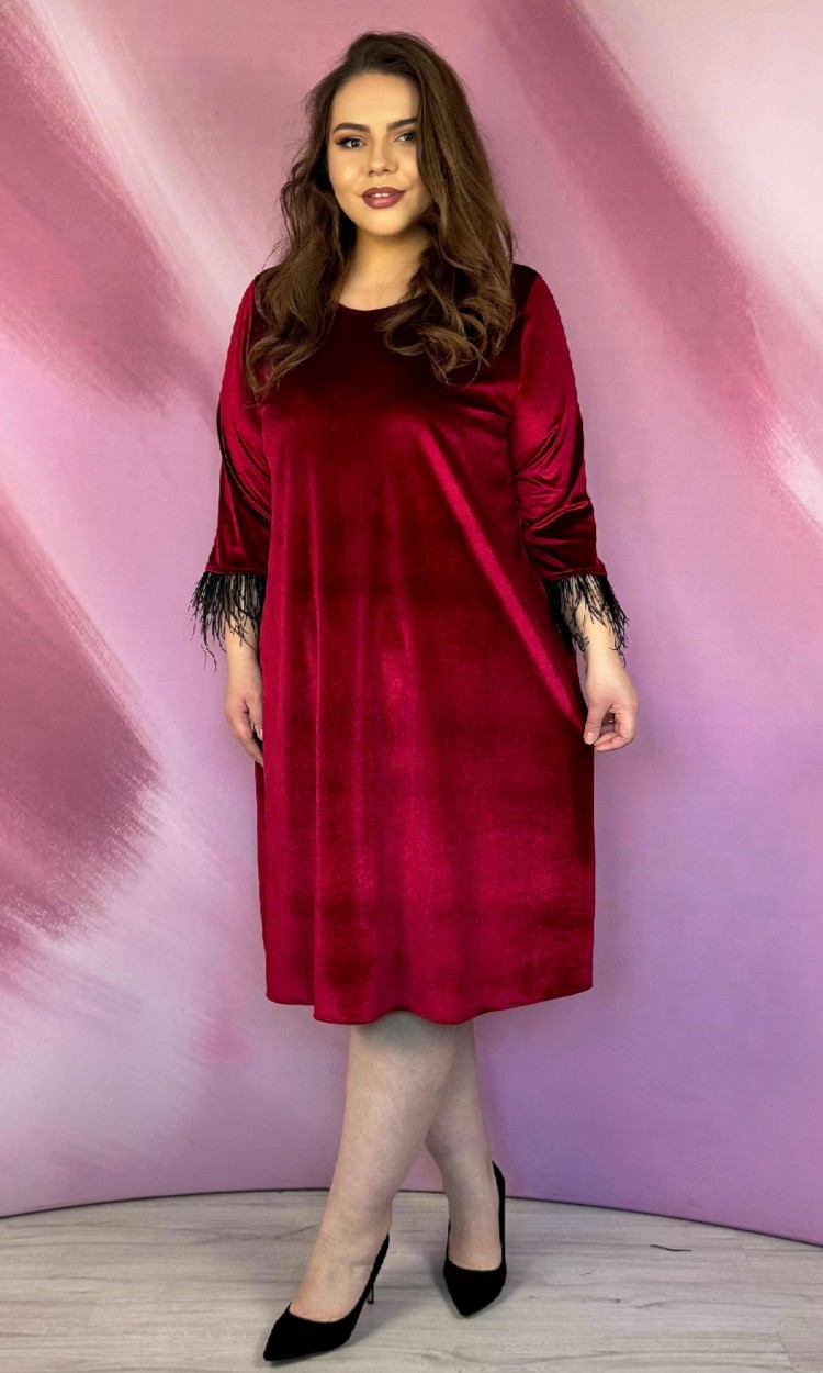 Rochie KRIS din catifea bordo