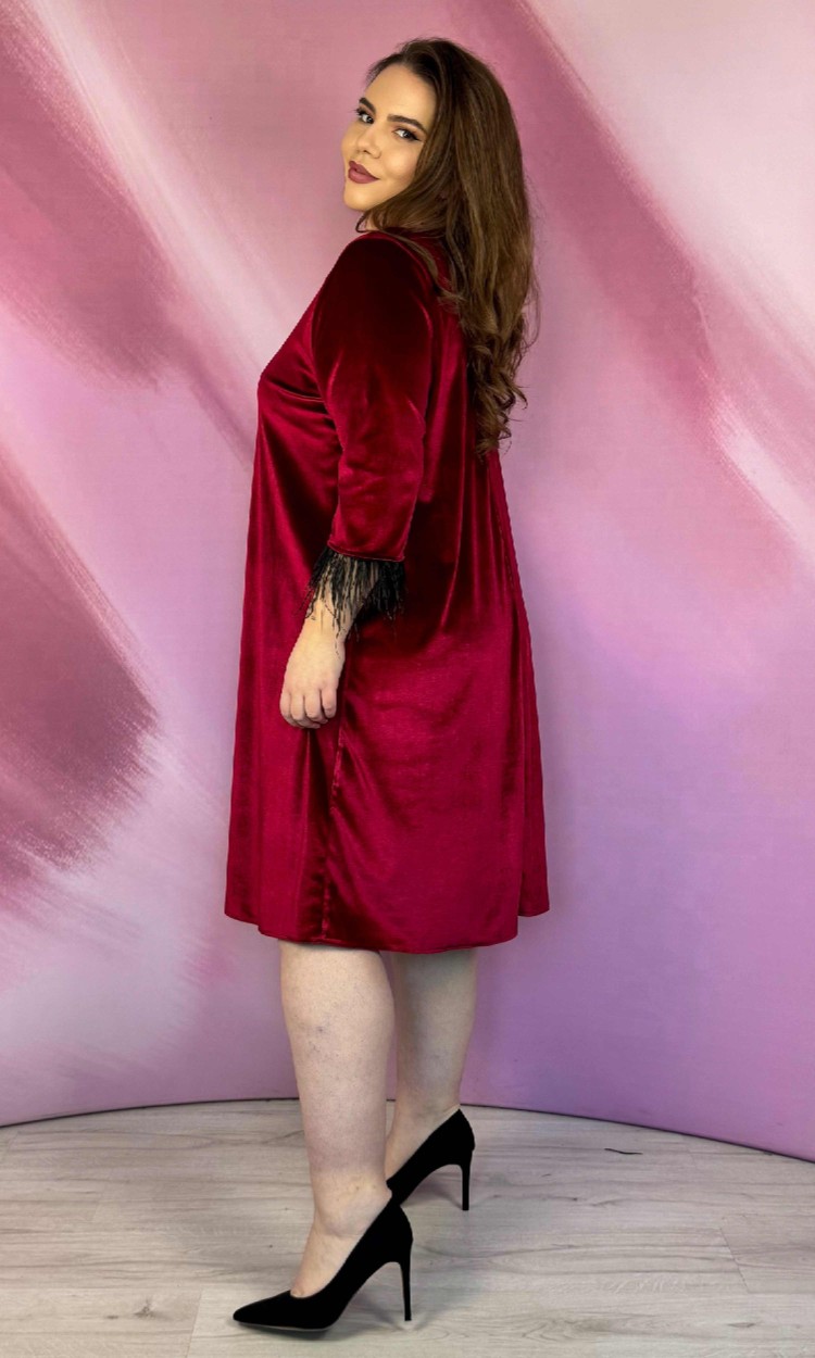 Rochie KRIS din catifea bordo