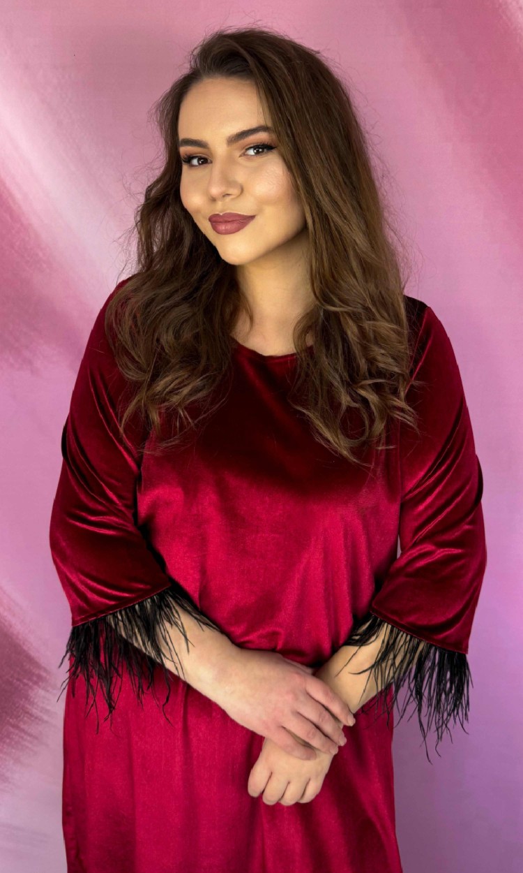 Rochie KRIS din catifea bordo