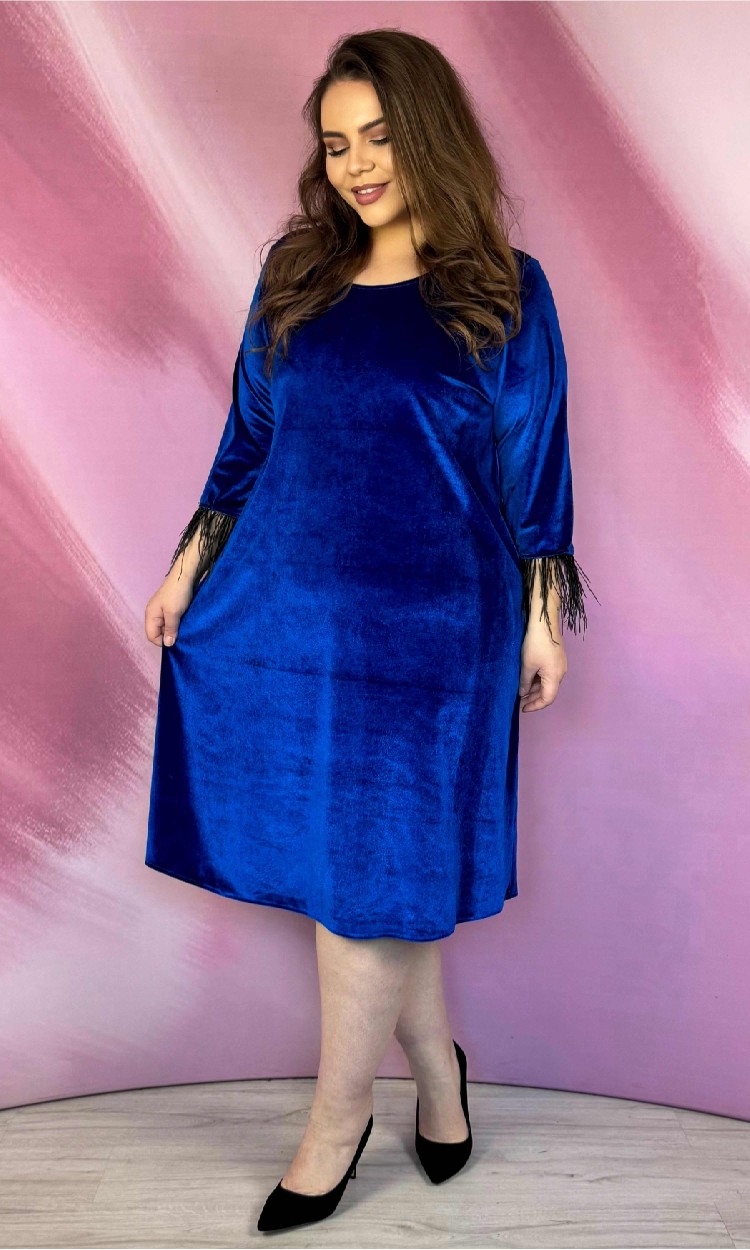 Rochie KRIS din catifea albastra