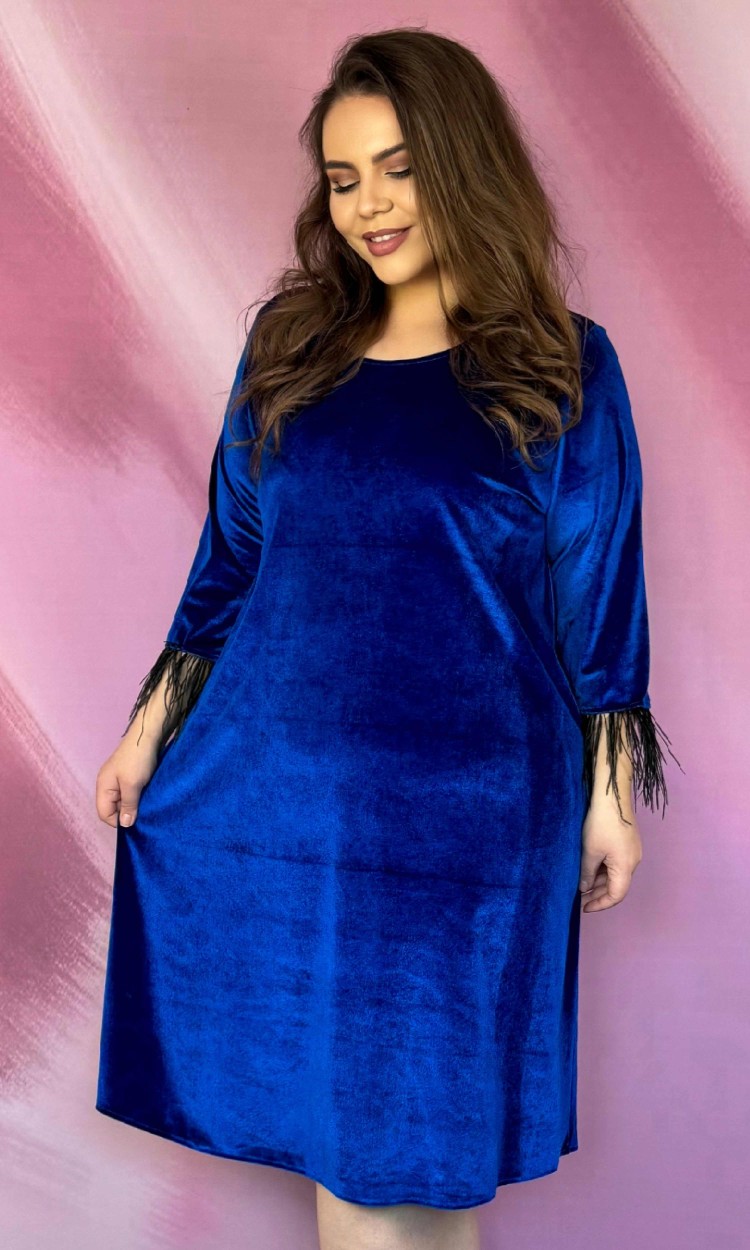 Rochie KRIS din catifea albastra