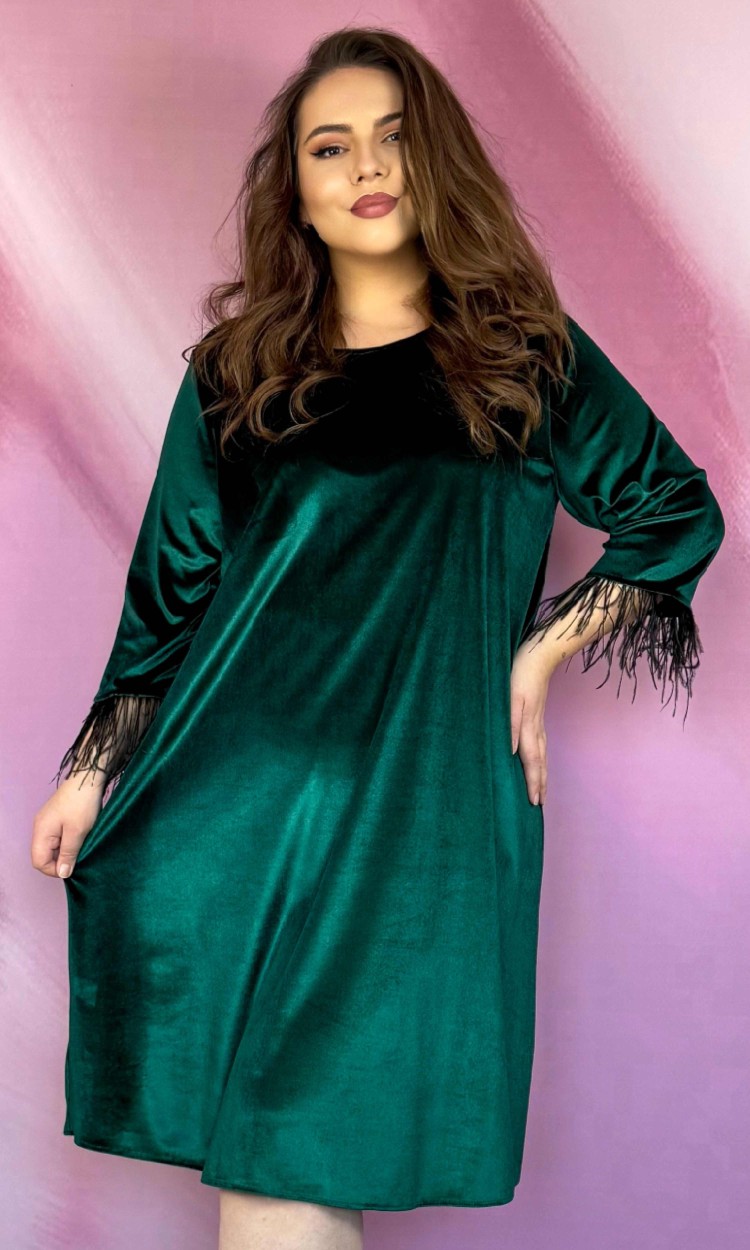 Rochie KRIS din catifea verde