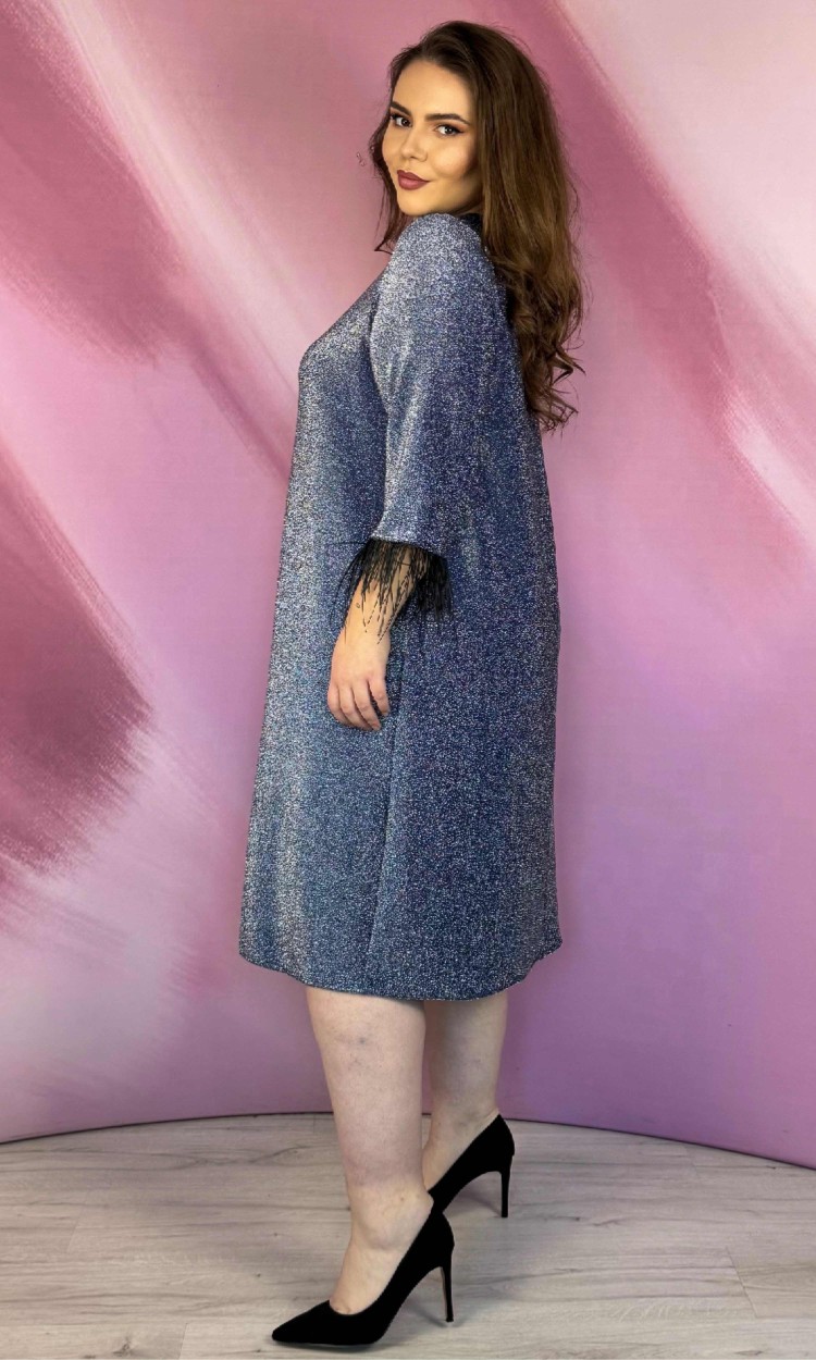 Rochie KRIS din lurex albastra