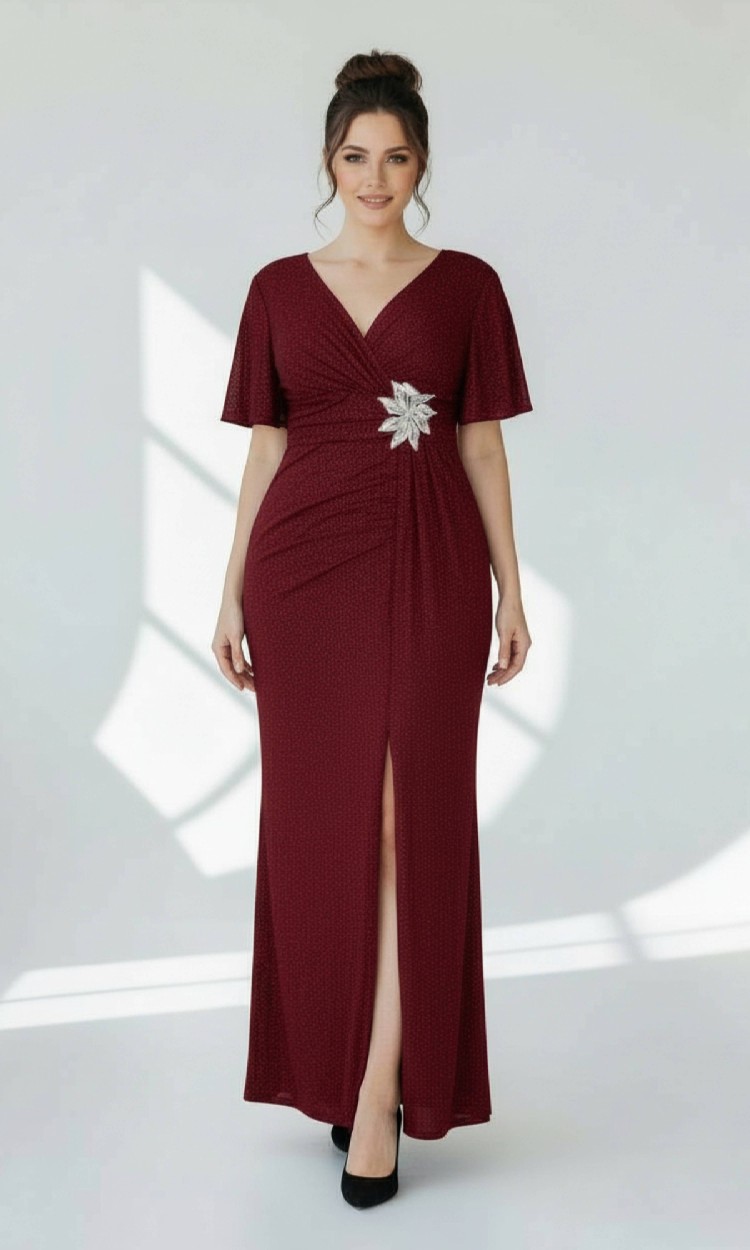Rochie Yasmin lunga bordo