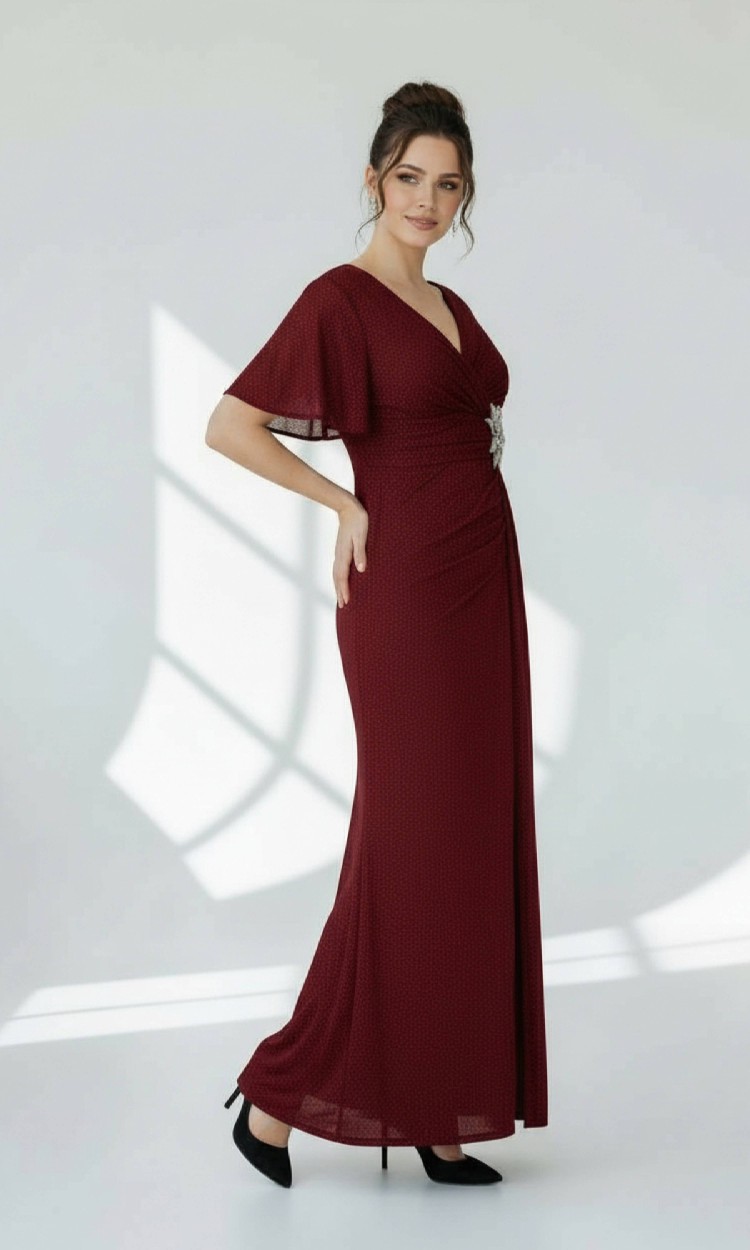 Rochie Yasmin lunga bordo
