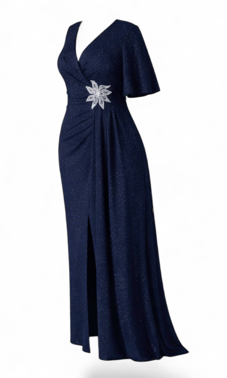 Rochie Yasmin lunga bleumarin