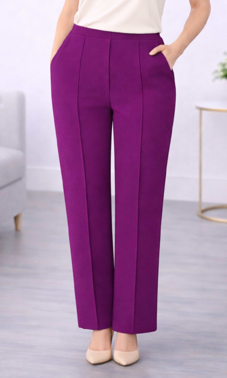 Pantalon drept cu dunga pruna