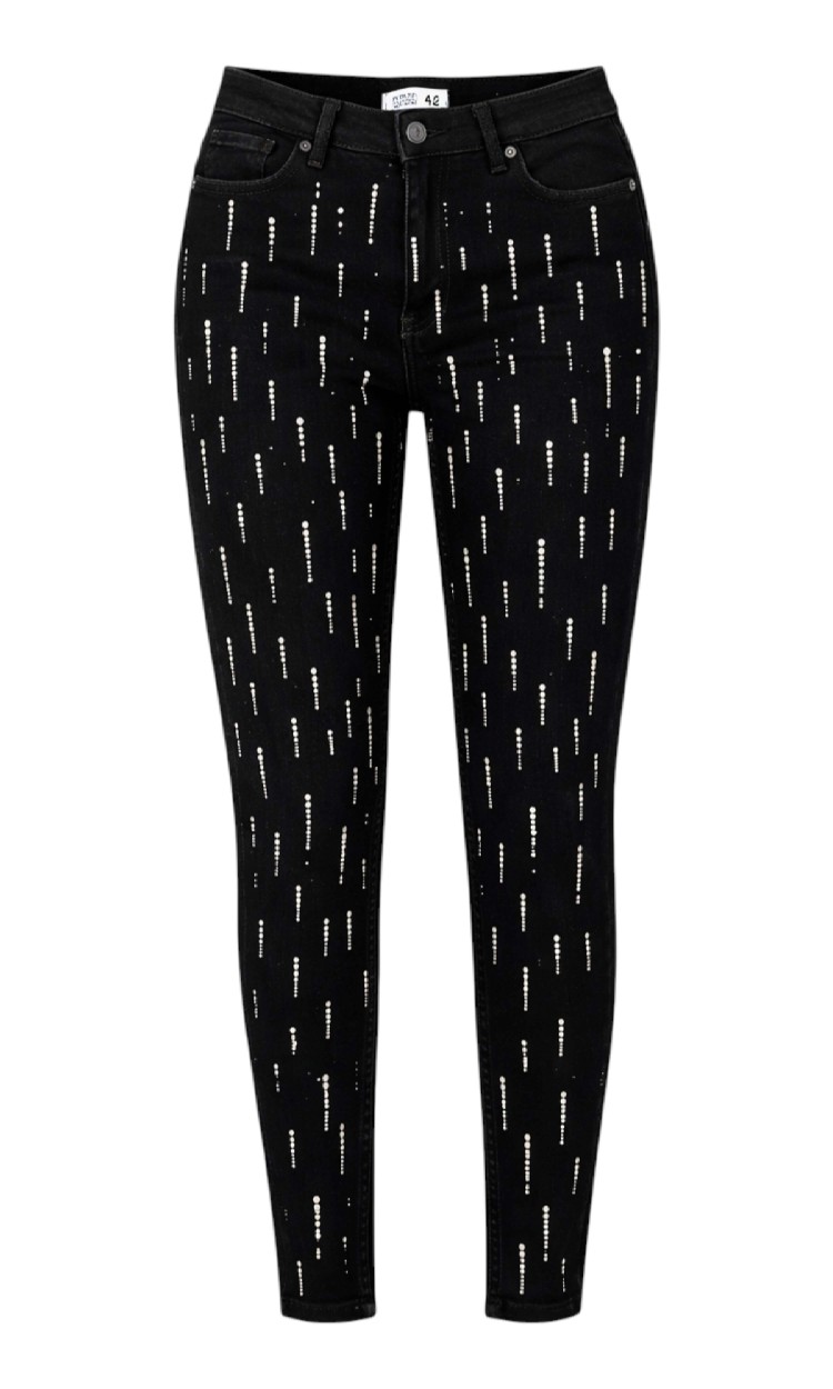 Blugi conici cu pietre negri