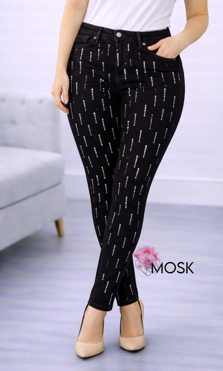 Blugi conici cu pietre negri