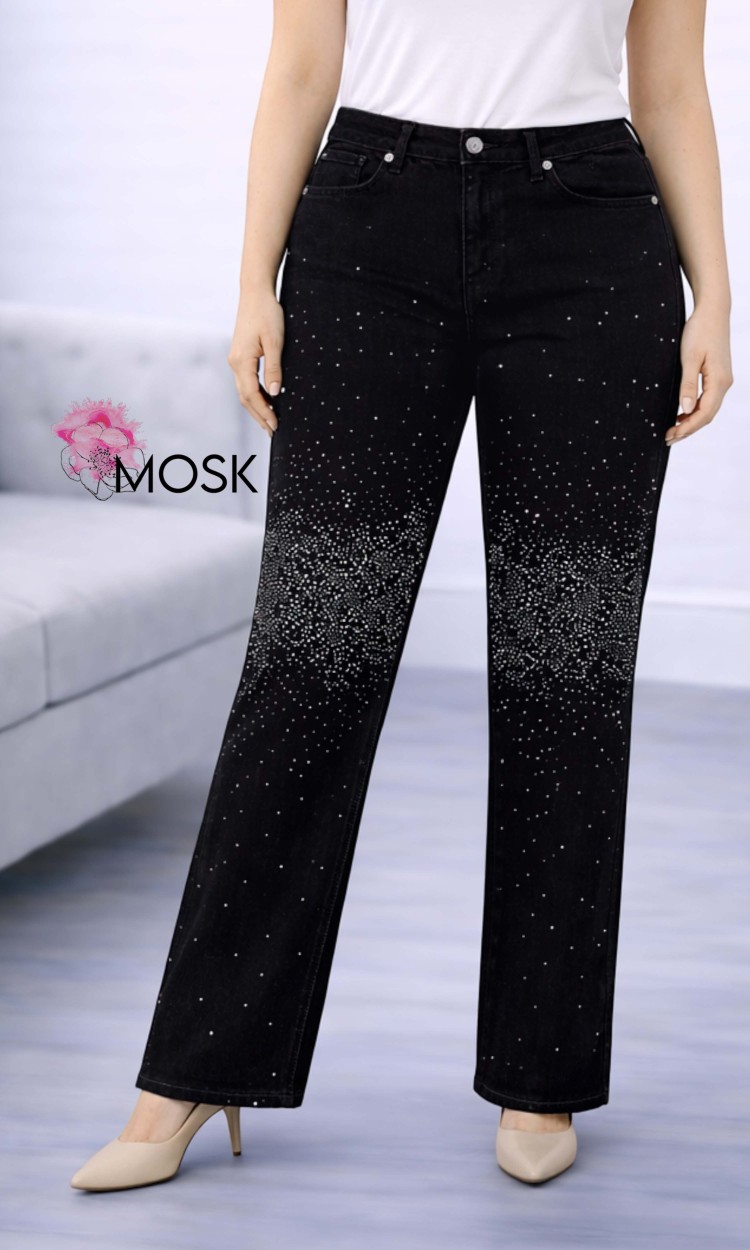 Blugi drepti cu pietre negri