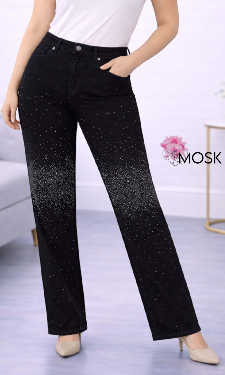 Blugi drepti cu pietre negri