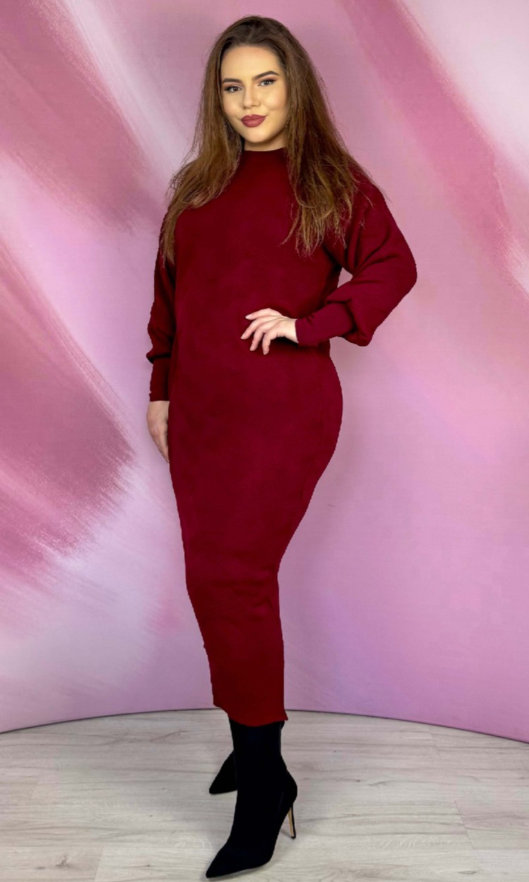 Rochie tricotata model 2 bordo