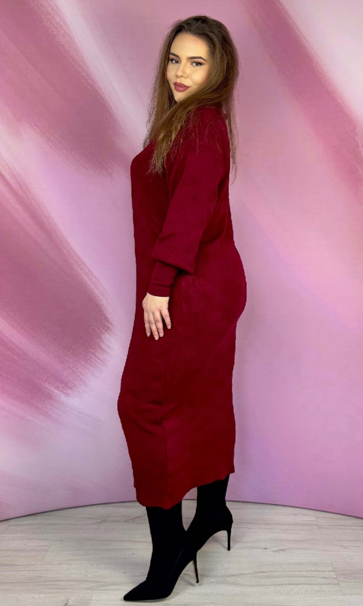 Rochie tricotata model 2 bordo