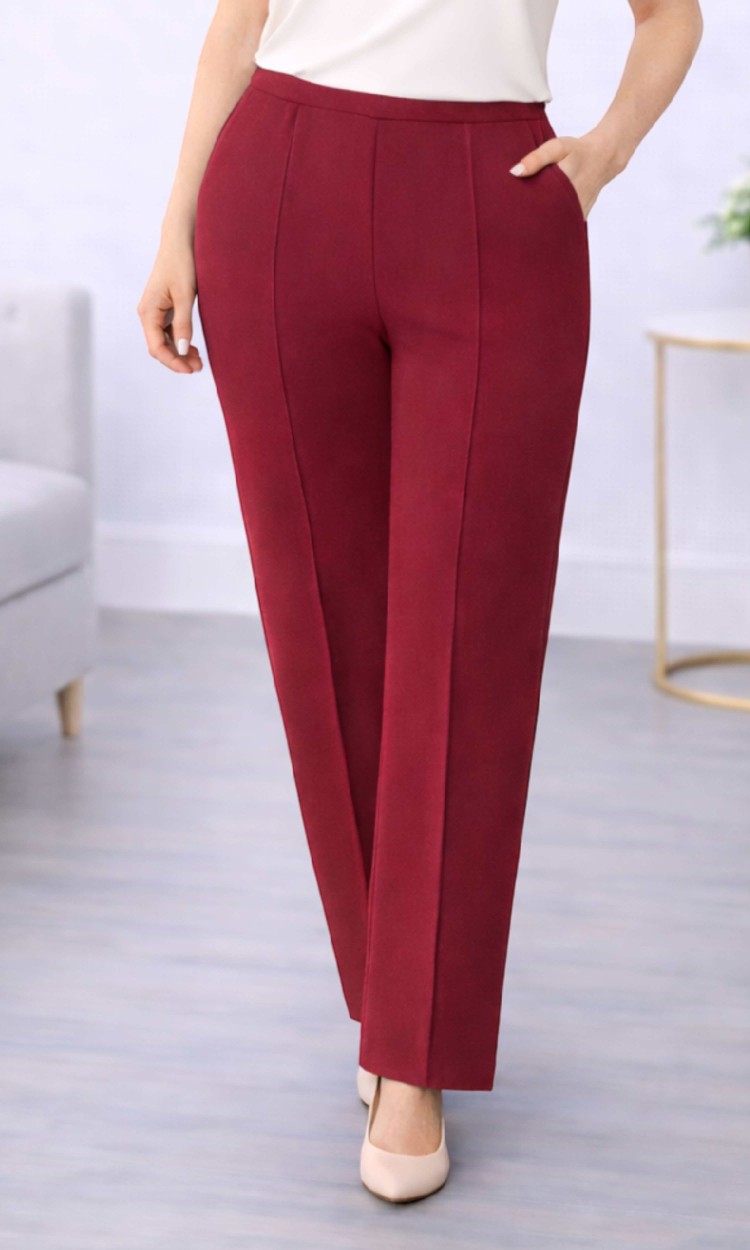 Pantalon drept cu dunga din crep