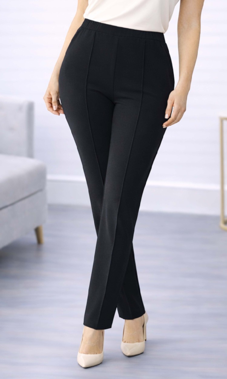 Pantalon conic cu dunga din crep