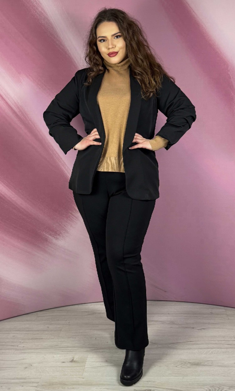 Sacou cu maneci incretite negru