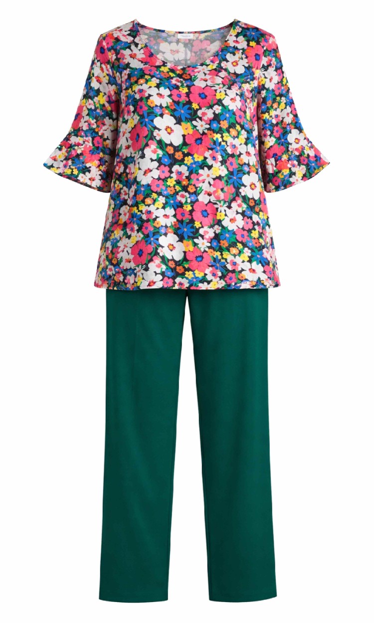 Compleu in 2 piese cu bluza din vascoza