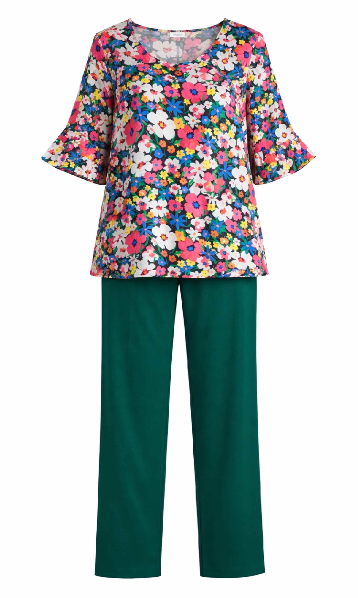 Compleu in 2 piese cu bluza din vascoza