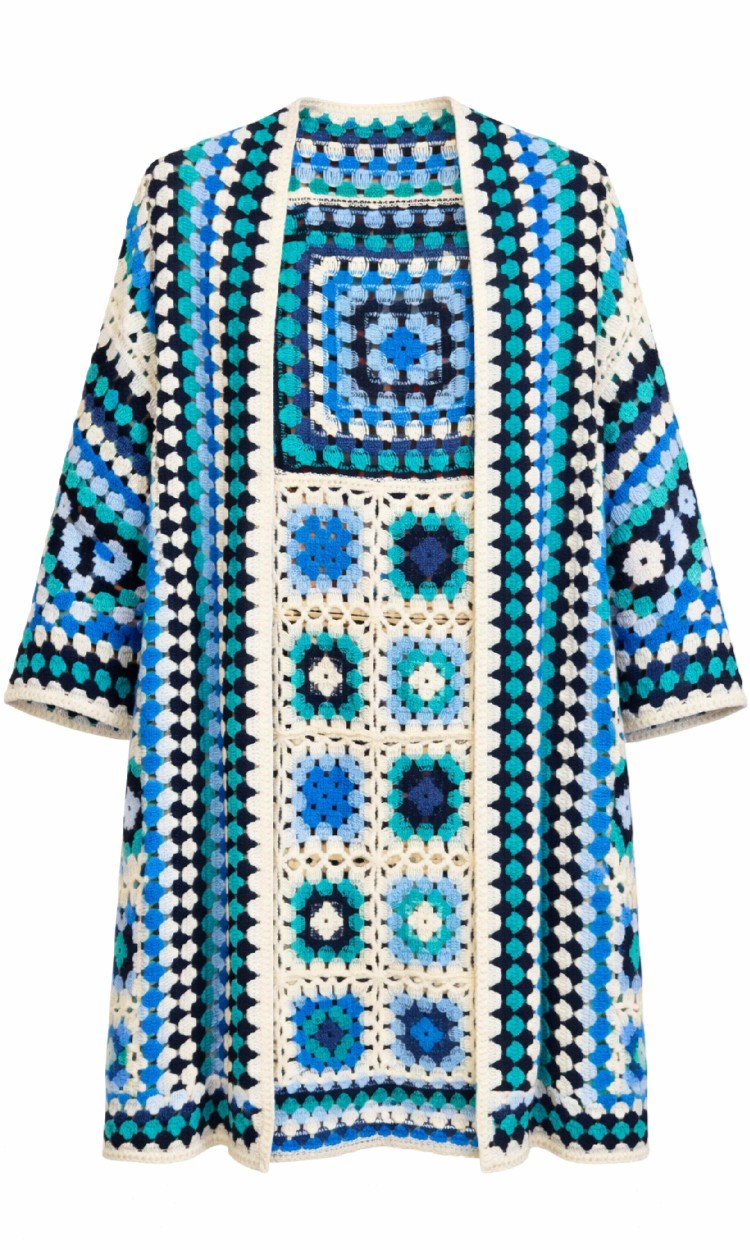 Cardigan crosetat albastru