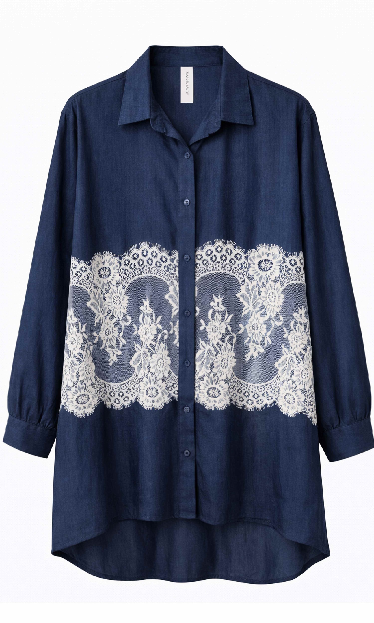 Camasa cu aplicatie de dantela chantilly